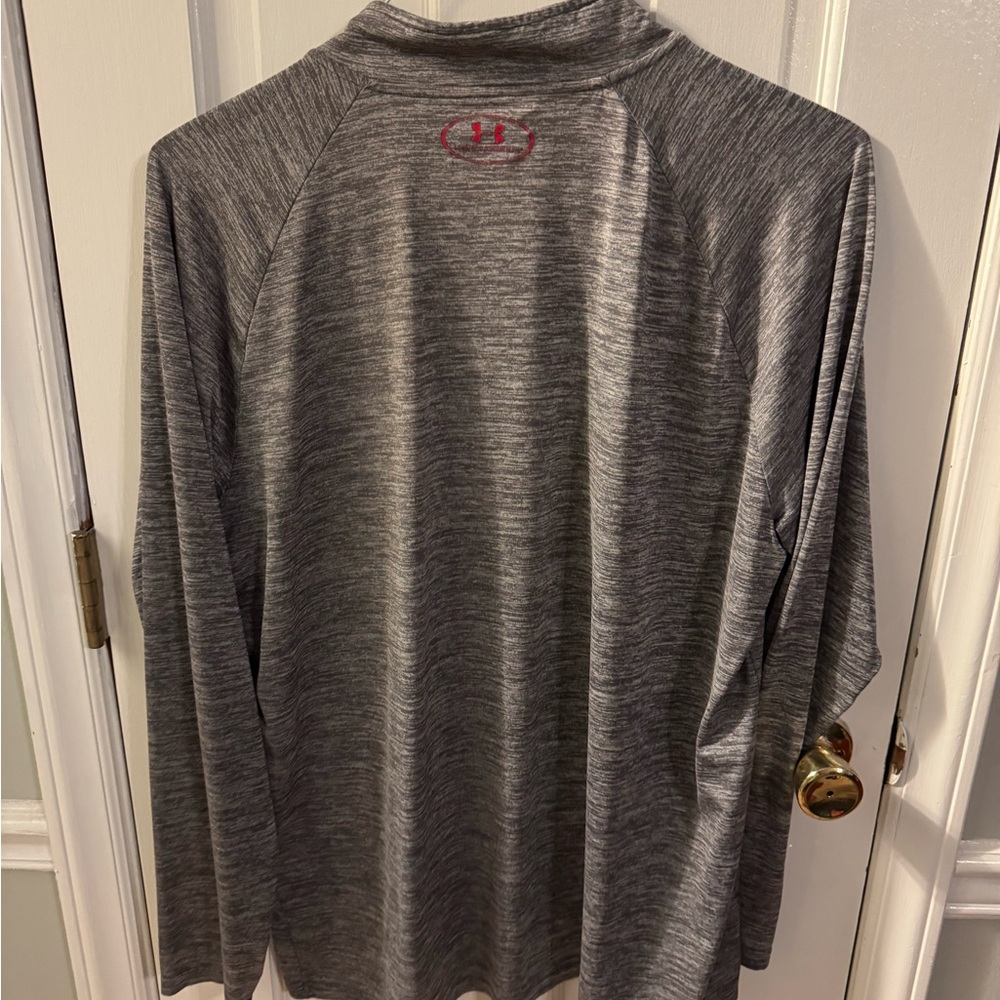 Under Armour Heathered Gray Pullover with Red Trim - Picture 2 of 3